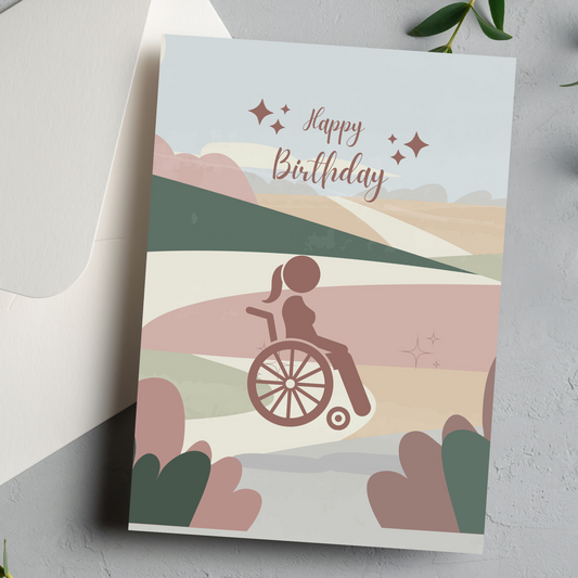 Woman in Wheel Chair SuperWoman BossLady Happy Birthday Greeting card - You Are Seen Greetings